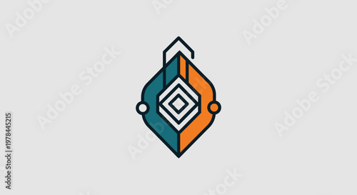 Abstract business logo icon featuring a house symbol and finance element for web design and construction company branding vector illustration