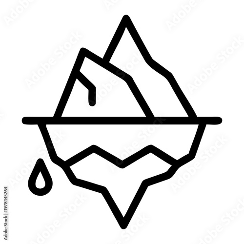 Iceberg Icon: A stark graphic icon depicts an iceberg, illustrating the vastness of the unseen submerged portion and its significance in environmental discourse.