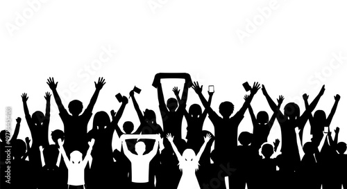 Silhouette of people celebrating together outdoors.