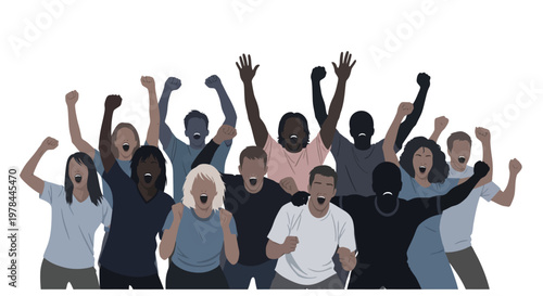 Diverse group of people celebrating together.