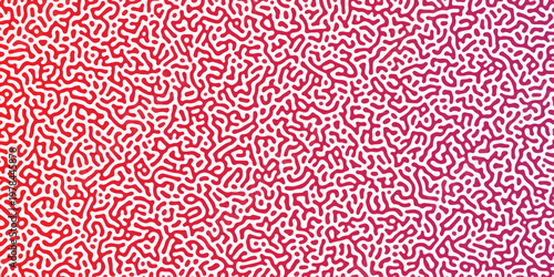 Abstract Reaction-diffusion Turing pattern natural texture red gradient color scheme. Linear design with biological algorithm psychedelic background. Reaction-diffusion or truing patter	