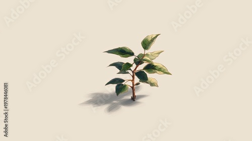 Small green seedling sprouts upward from a light background with a subtle shadow