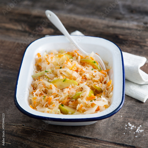 Homemade sauerkraut with apple