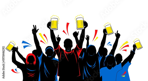 People celebrating with beer glasses.