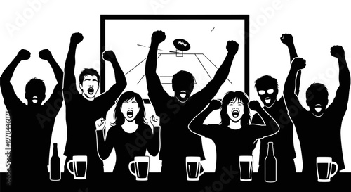 People cheering and celebrating together.