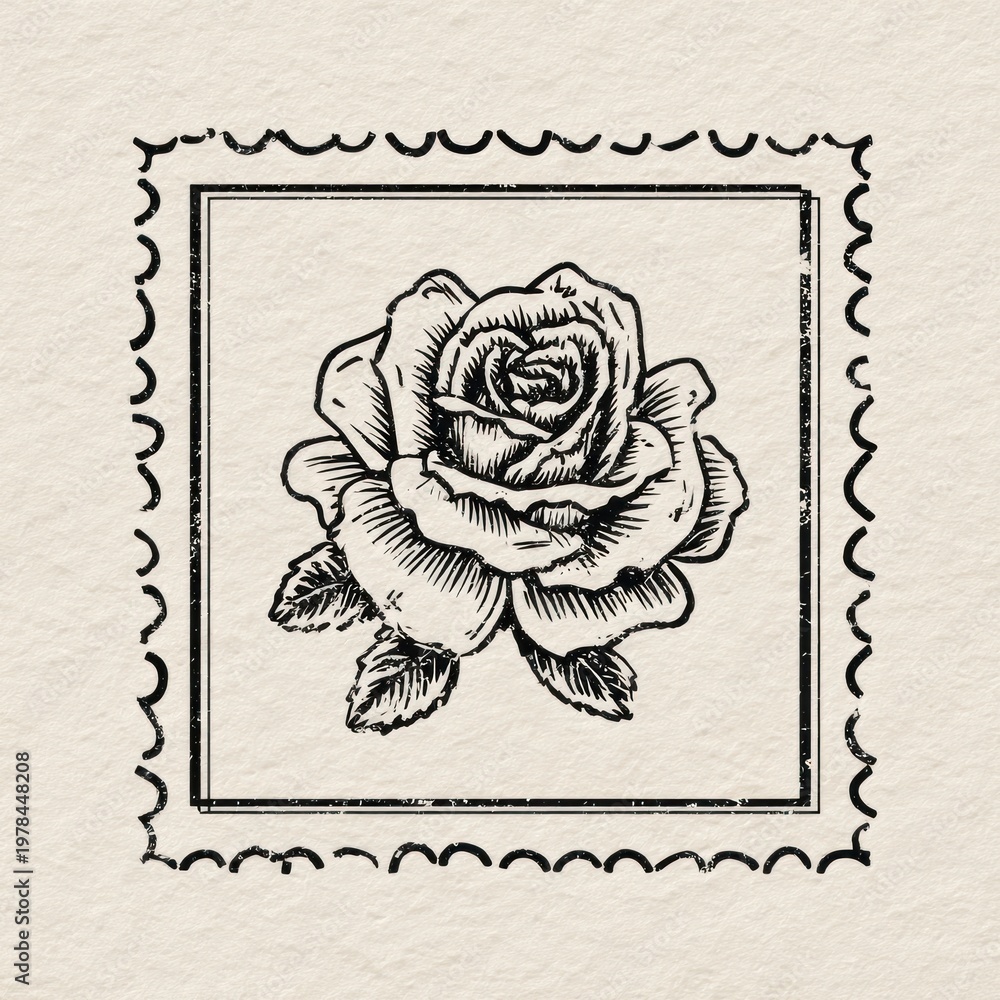 Fototapeta premium Vintage rose stamp illustration.