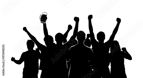 Group of people celebrating with fists.