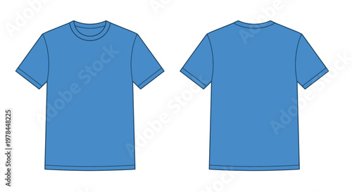 Bright blue t shirt mockup displayed from front and back views