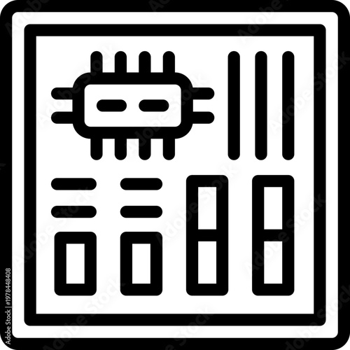 motherboard line icon. Clean and minimalist vector icon for websites, mobile apps, presentations, and logos. Fully scalable and customizable for any project.