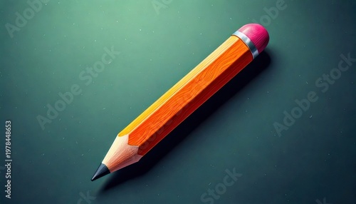 Close-up of a vibrant orange pencil on a dark surface.