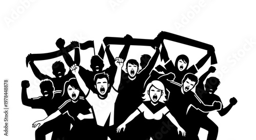 People protesting with raised fists and signs.