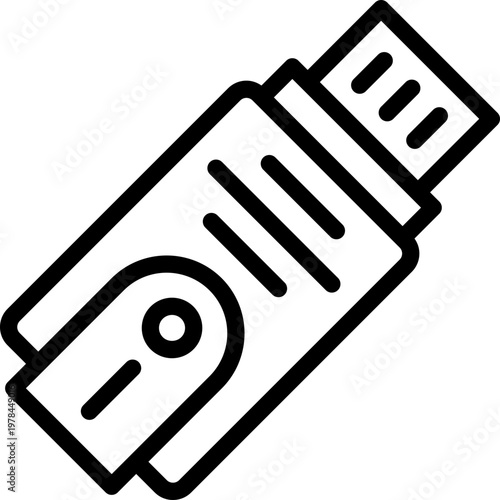 usb drive line icon. Clean and minimalist vector icon for websites, mobile apps, presentations, and logos. Fully scalable and customizable for any project.
