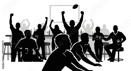 People watching sports game together.