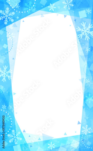 シンプルポップなひんやり氷イメージの透過フレーム4_縦