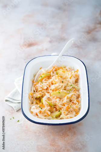 Homemade sauerkraut with apple
