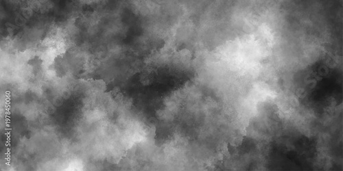 Abstract ash cloud and smoke texture in dark background. White Black fog effect transparent smoke isolated dark dramatic sky with black stormy clouds. Grunge creative and decorative fractal smoke art