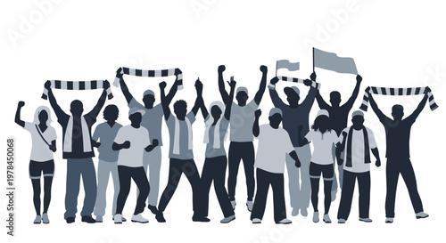 People Celebrating With Raised Arms Silhouettes.