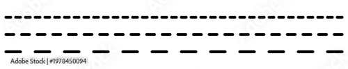 Set of long horizontal dashed lines. Black lines. Vector design element isolated on white background