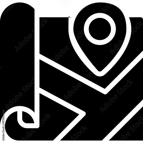 map glyph icon. Strong and solid vector icon for websites, mobile interfaces, presentations, and visual branding. High quality and easy to edit.