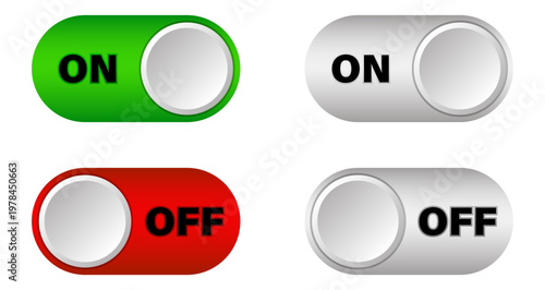 Tableau sur toile Set of 3D toggle switch icons for on and off positions
