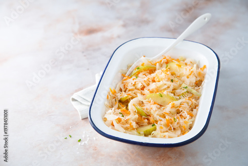 Homemade sauerkraut with apple