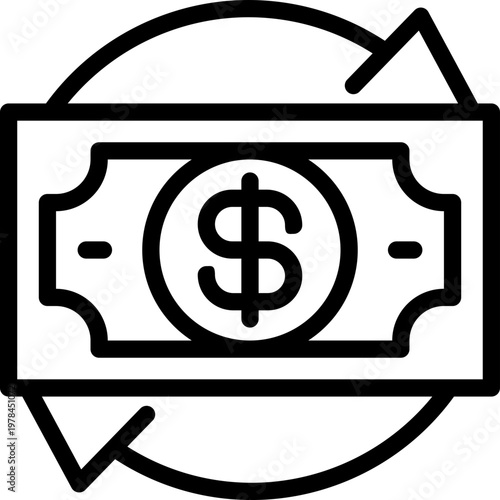 cashback line icon. Clean and minimalist vector icon for websites, mobile apps, presentations, and logos. Fully scalable and customizable for any project.