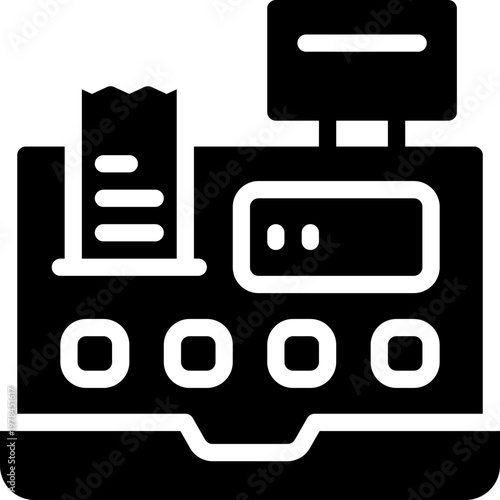 cashier machine glyph icon. Strong and solid vector icon for websites, mobile interfaces, presentations, and visual branding. High quality and easy to edit.