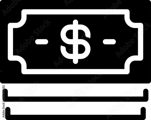 money glyph icon. Strong and solid vector icon for websites, mobile interfaces, presentations, and visual branding. High quality and easy to edit.