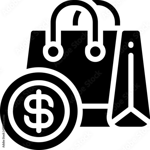 buying glyph icon. Strong and solid vector icon for websites, mobile interfaces, presentations, and visual branding. High quality and easy to edit.