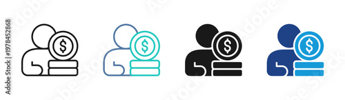 Financial Support icon set multiple style collection