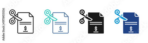 Cost Cut icon set multiple style collection