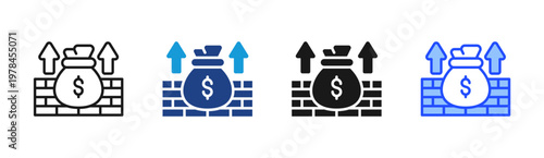 Financial Barrier icon set multiple style collection