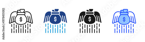 Cash Flow icon set multiple style collection