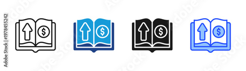 Investment Guide icon set multiple style collection