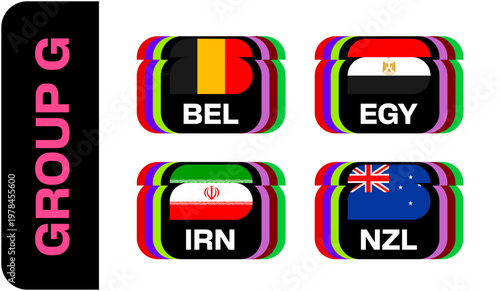 Group G Flags Glitch Style