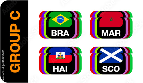 Group C Football Flags Stylized