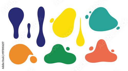 Blob shapes, colorful collection, and vector design elements are isolated. Abstract stains shape vector set