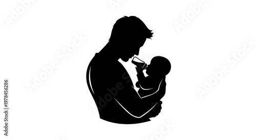 Mother feeding baby with bottle.