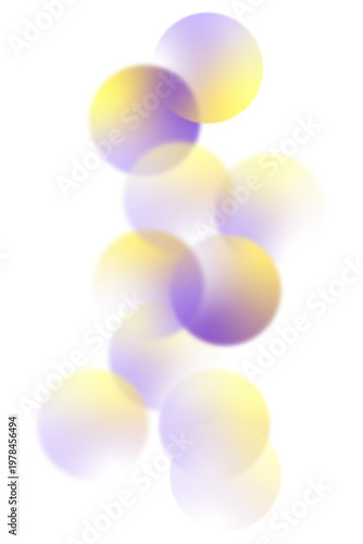 Schilderij op canvas Lavender purple and yellow gradient bokeh shapes, vertical abstract composition