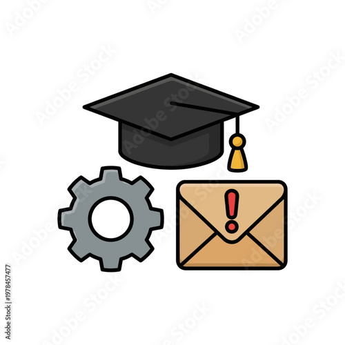 Graduation Cap Gear and Message Icons