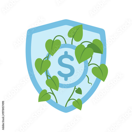 Money Plant Growth Inside Shield Icon