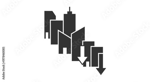 City Skyline with Falling Buildings.