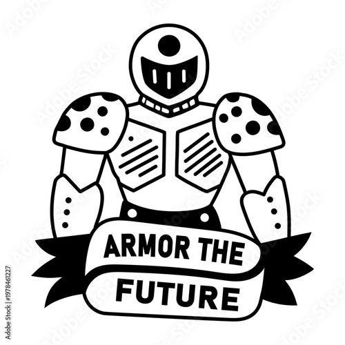 A glyph sticker of armoured character 

