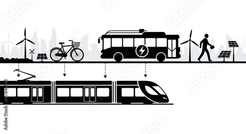Modern Electric Train Transportation System.