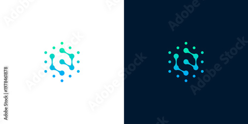 Abstract futuristic network connection logo design symbolizing innovation, digital communication, and advanced technology for modern businesses and data solutions