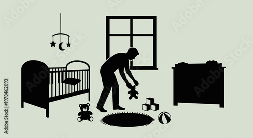 Man playing with baby toys.