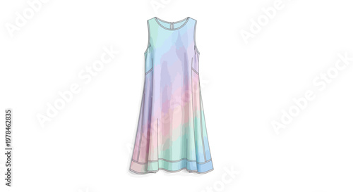 Multicolored pastel sleeveless maxi dress.