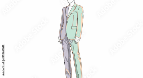 Man Wearing Green Suit Standing.