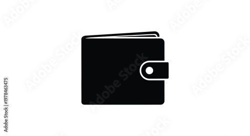 Simple black wallet icon flat design isolated on white background silhouette