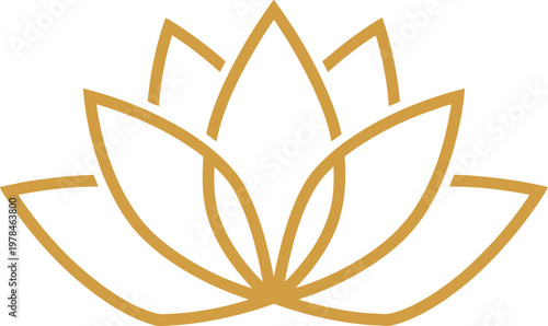 A simple, elegant golden outline illustration of a lotus flower, symbolizing purity and enlightenment.